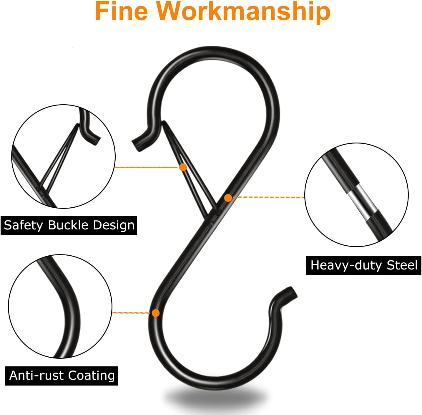 Minimalist Anti-Drop S-Hooks for Home Organization