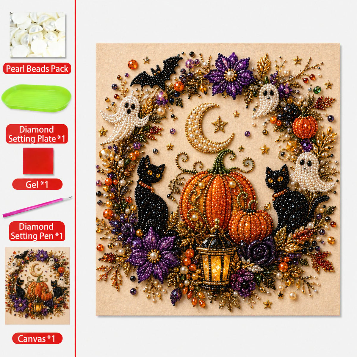 🔥Last Day 50% OFF – 👻✨ Halloween Pearl Art DIY Kit – Turn Tiny Pearls into Spooky-Cute Magic