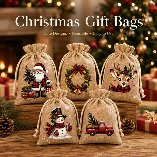 Reusable Fabric Bags with Drawstring Closure – Perfect for Christmas Gifts, Candy & Small Surprises