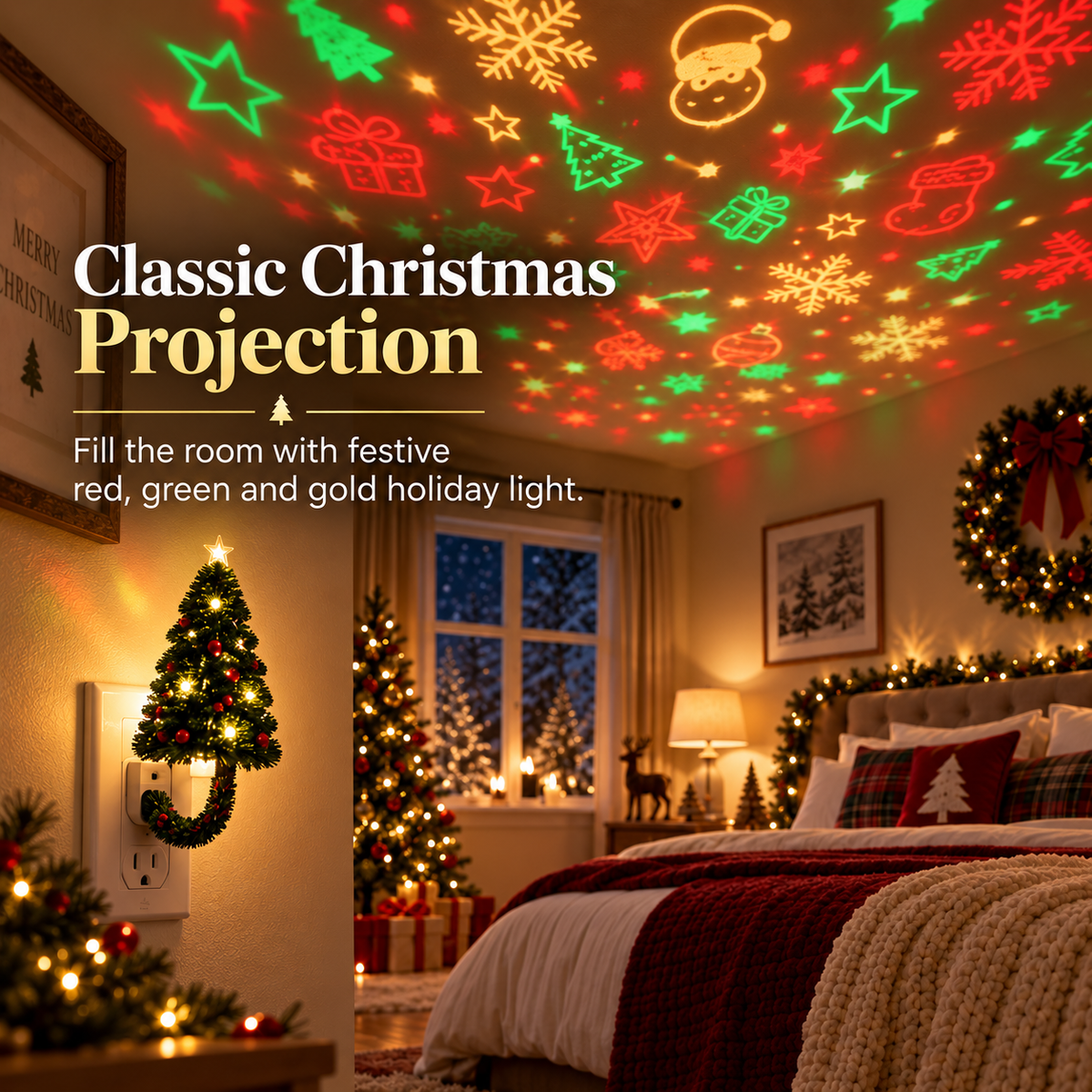 ✨ Magical Christmas Projector - 6 Festive Light Patterns for Cozy Nights & Holiday Gift 🎁