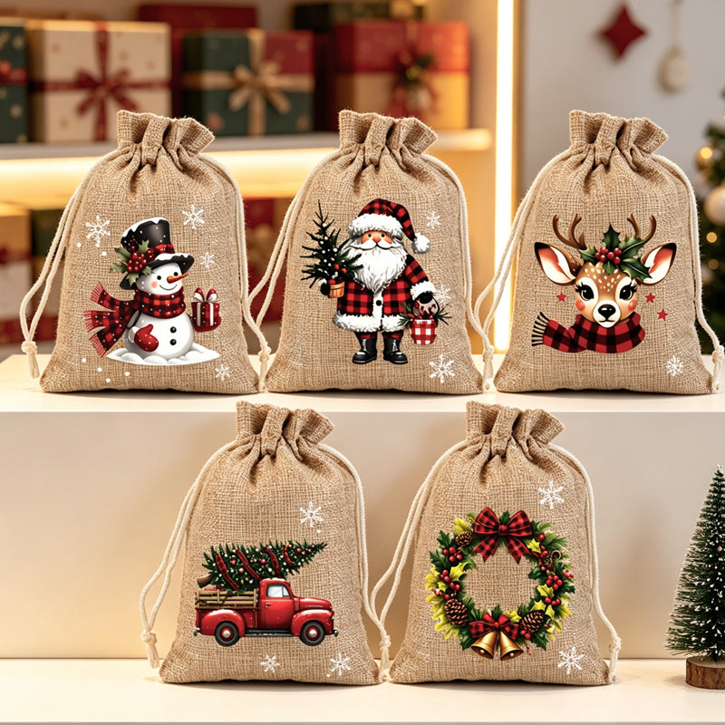 Reusable Fabric Bags with Drawstring Closure – Perfect for Christmas Gifts, Candy & Small Surprises